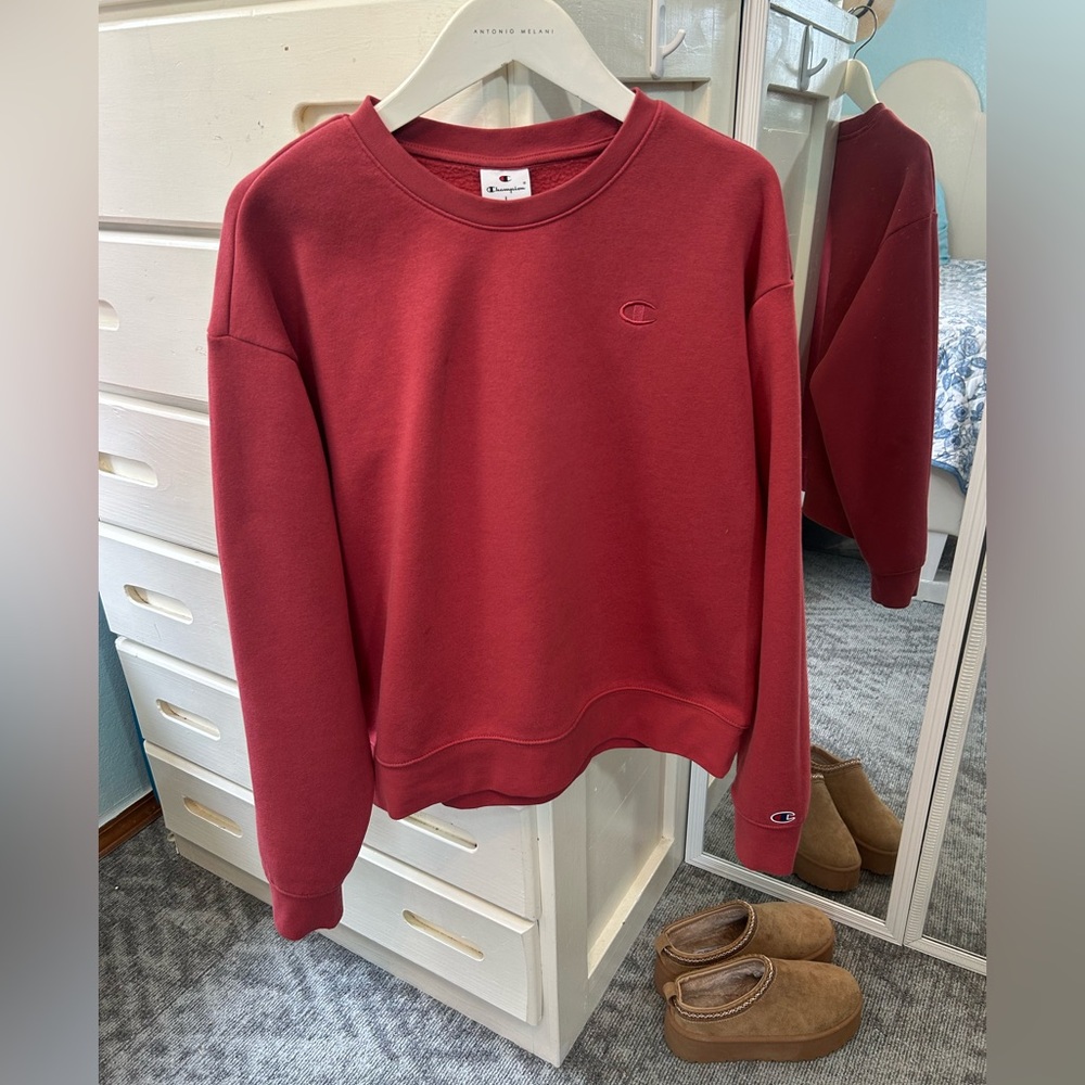 Champion PowerBlend Fleece Knit Crewneck in Rosewood Blush Sweatshirt✨
